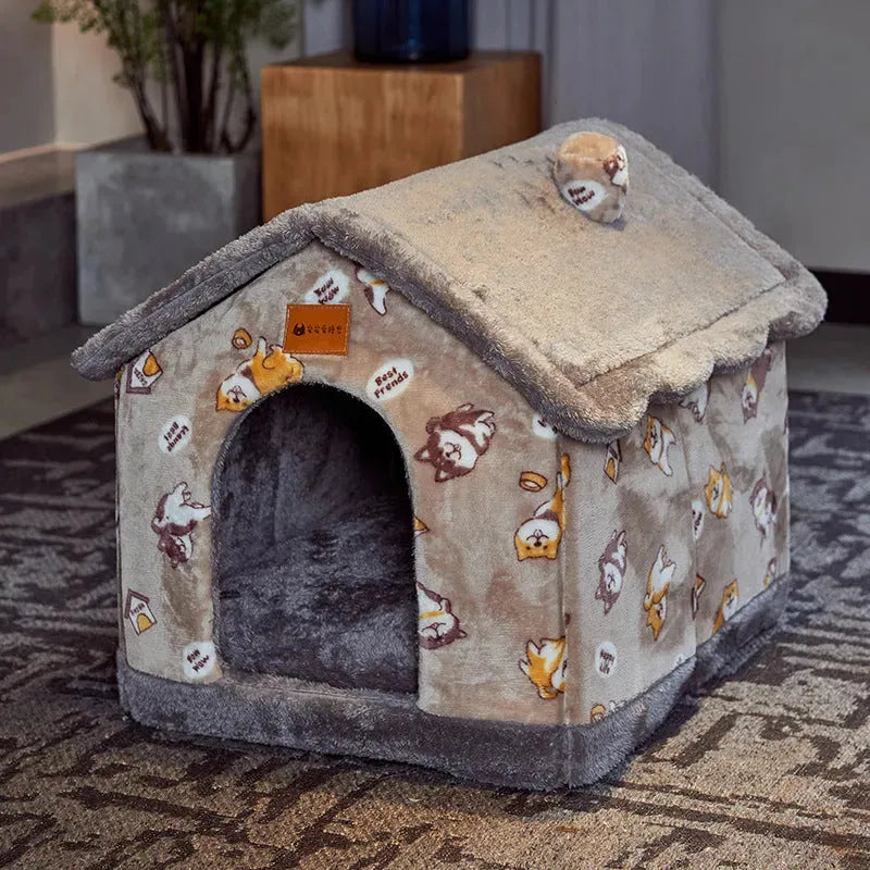 Foldable Dog House Pet Cat Bed Winter Dog Villa Sleep Kennel Removable Nest Warm Enclosed Cave Sofa Pets Supplies - Bellarte Enchanté Foldable Dog House Pet Cat Bed Winter Dog Villa Sleep Kennel Removable Nest Warm Enclosed Cave Sofa Pets Supplies